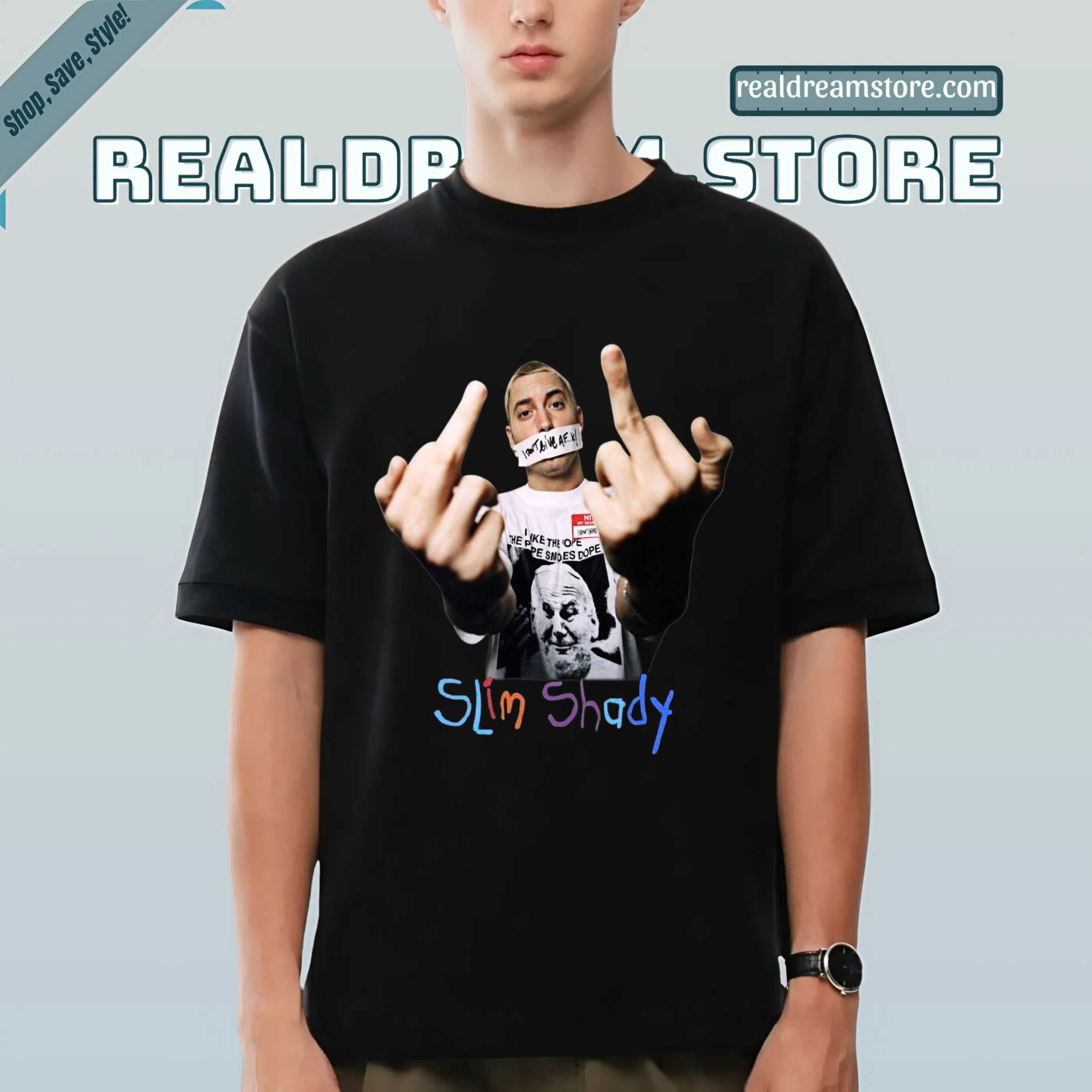 Eminem Middle Finger Tshirt - Slim Shady Dark Color Tee